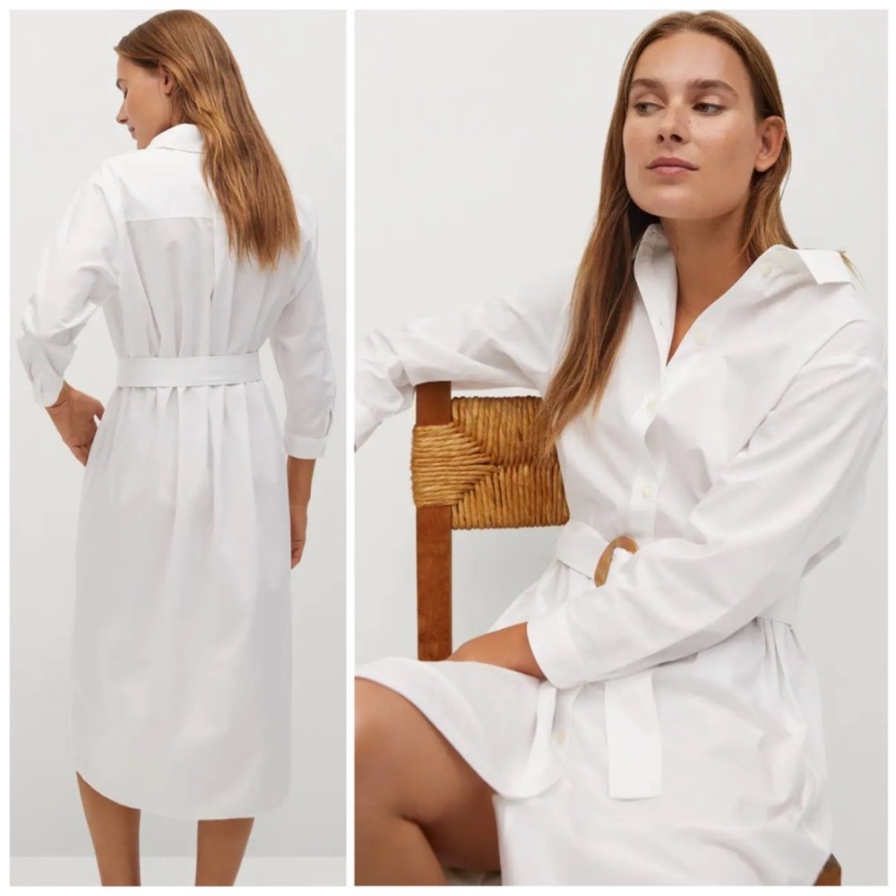 Mango Poplin Cotton Shirt Dress